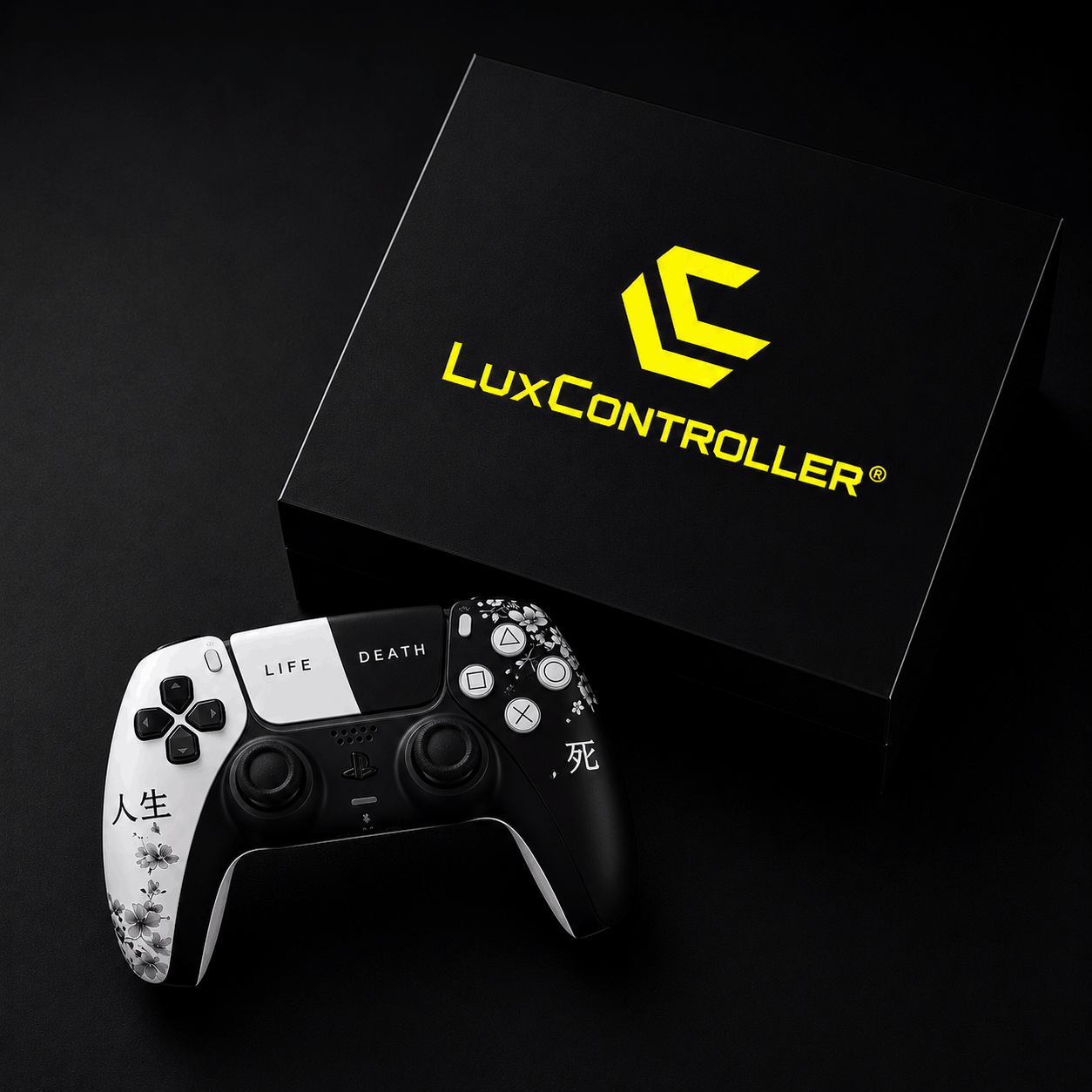 Ps5 Custom Controller im japanischen Blossom Design schwarz und weiss