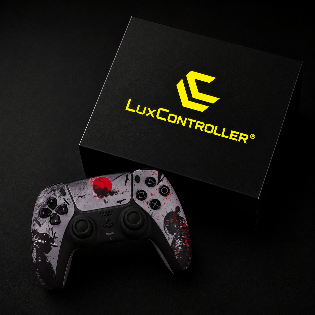 PS5 Cutom Controller im Samurai Design mit japanischem Mond und im japanischem Stil
