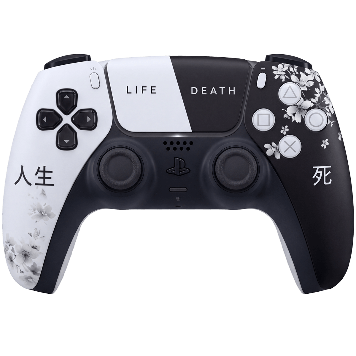 PS5 DualSense Custom Controller Lux Shinigami Blossom Frontansicht auf neutralem Hintergrund